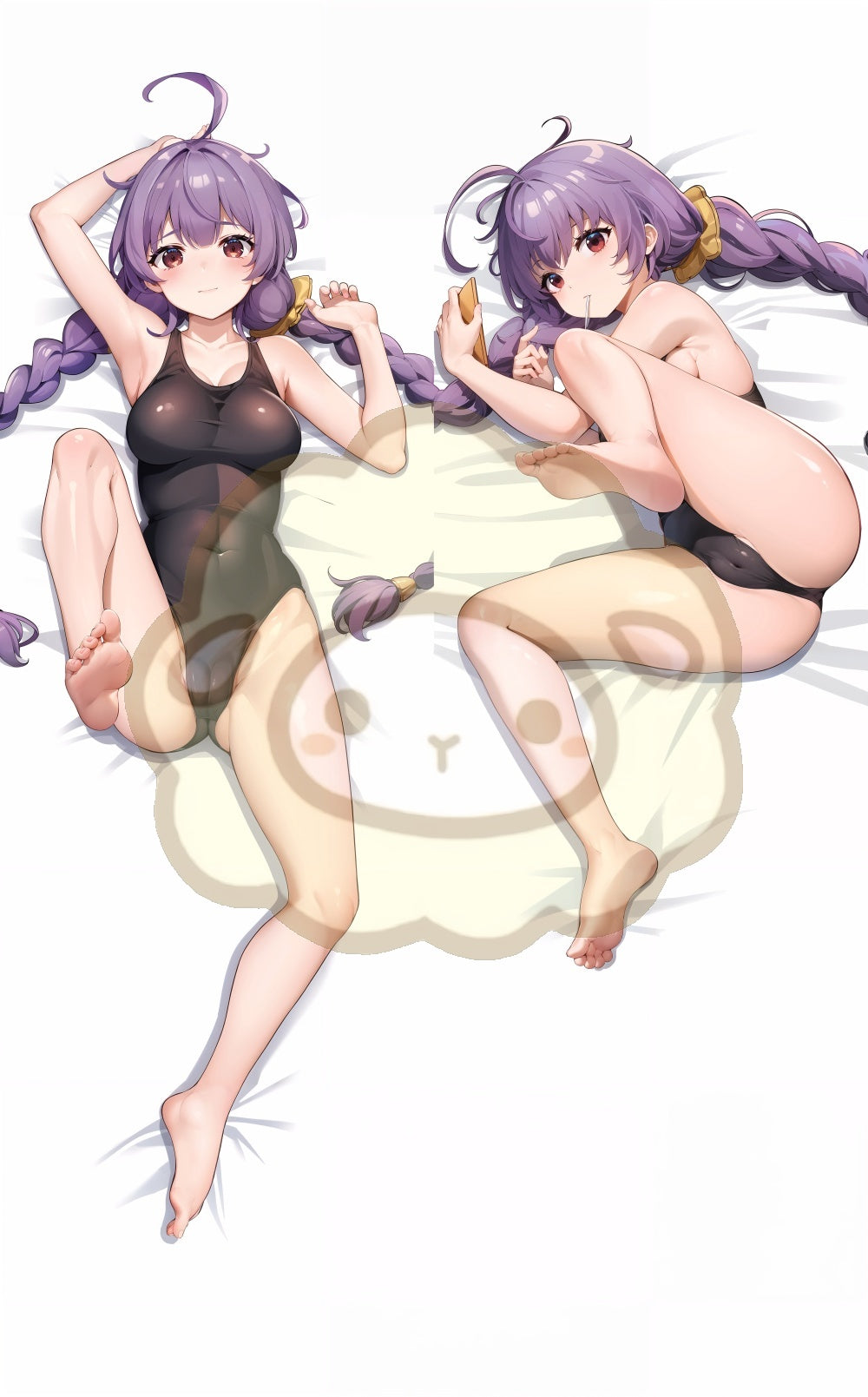 Original Character Double ponytail swimsuit girl Split legs pillow