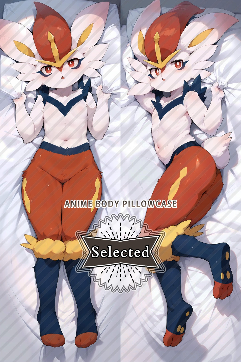 Pokemon Cinderace Furry Split legs pillow Custom Dakimakura Body Pillows