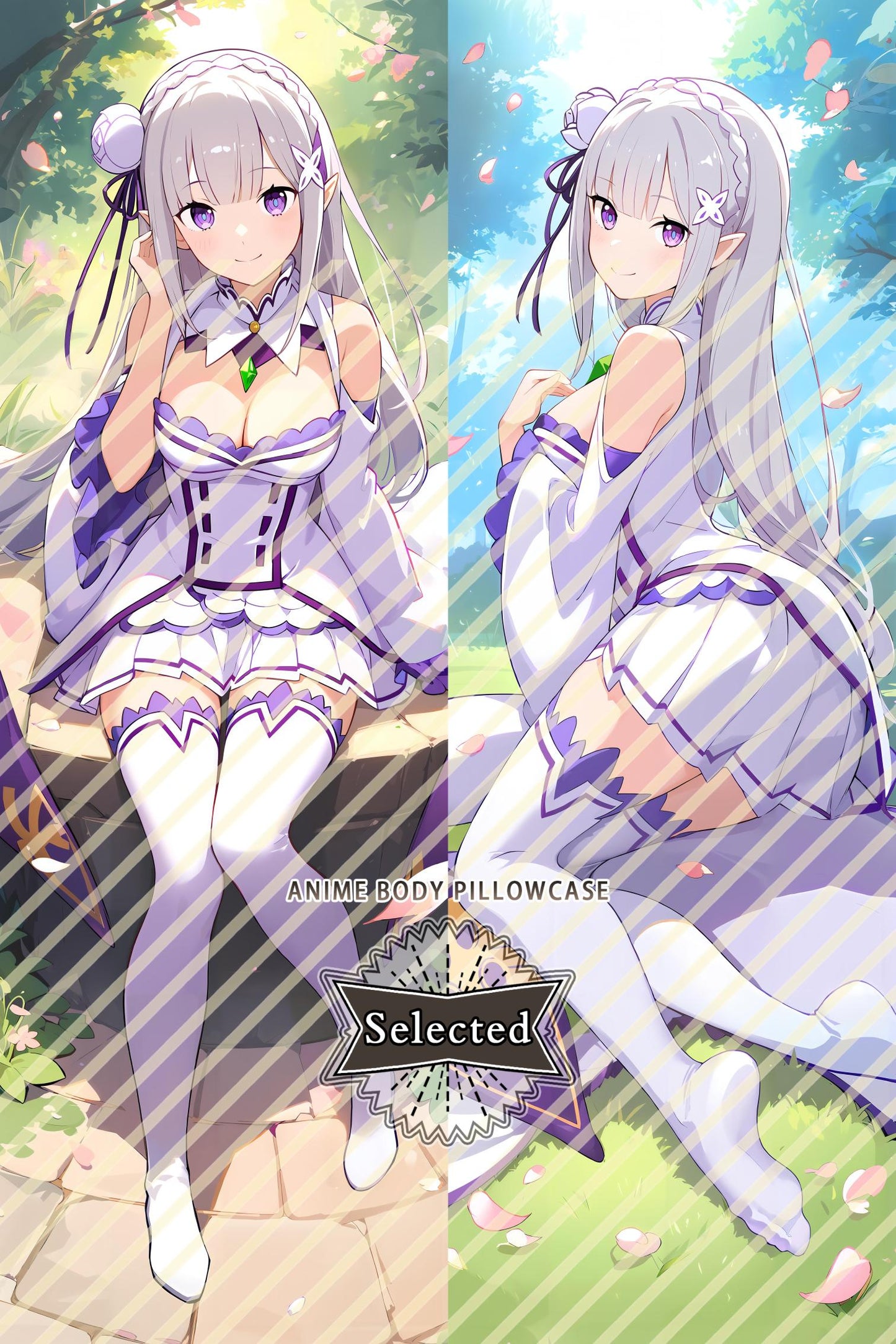 Re:Zero Emilia Split legs pillow Custom Dakimakura Body Pillows