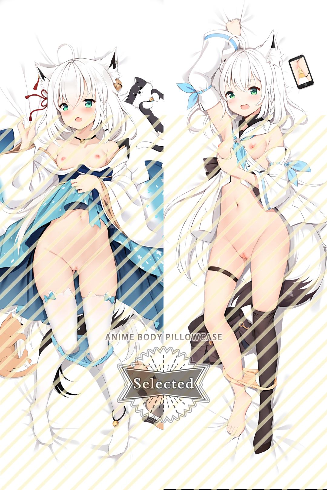 hololive Shirakami Fubuki Furry Split legs pillow Custom Dakimakura Body Pillows