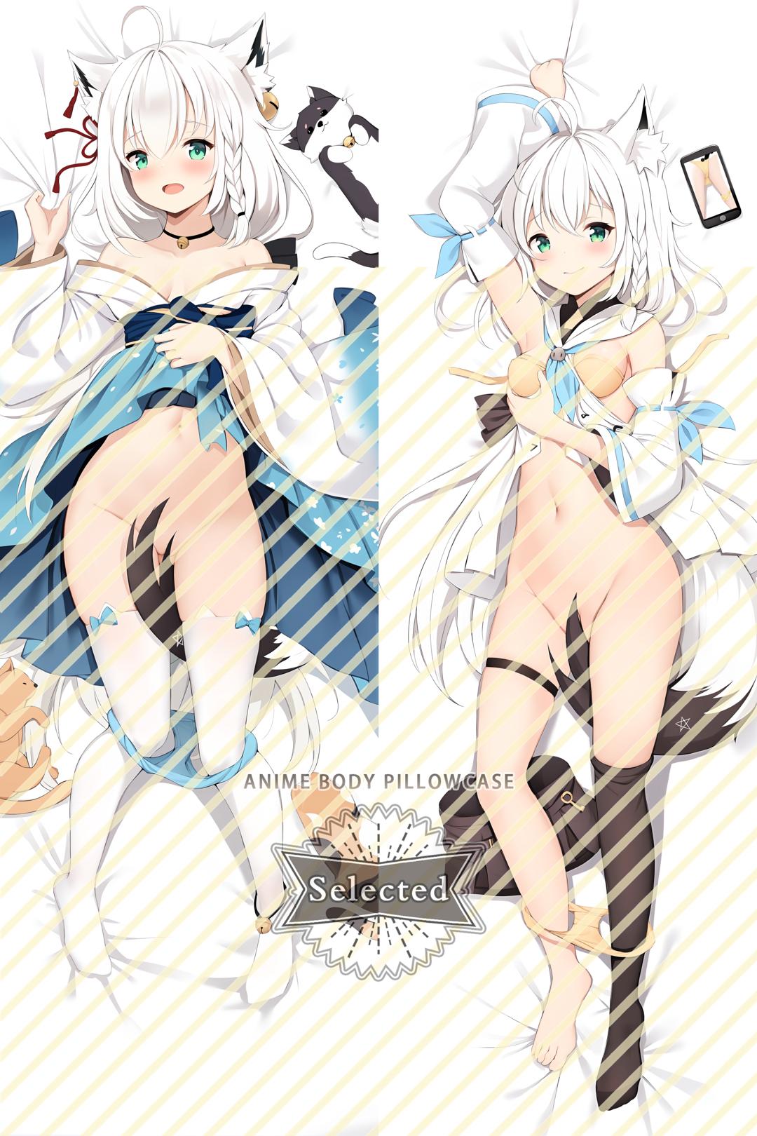 hololive Shirakami Fubuki Furry Split legs pillow Custom Dakimakura Body Pillows