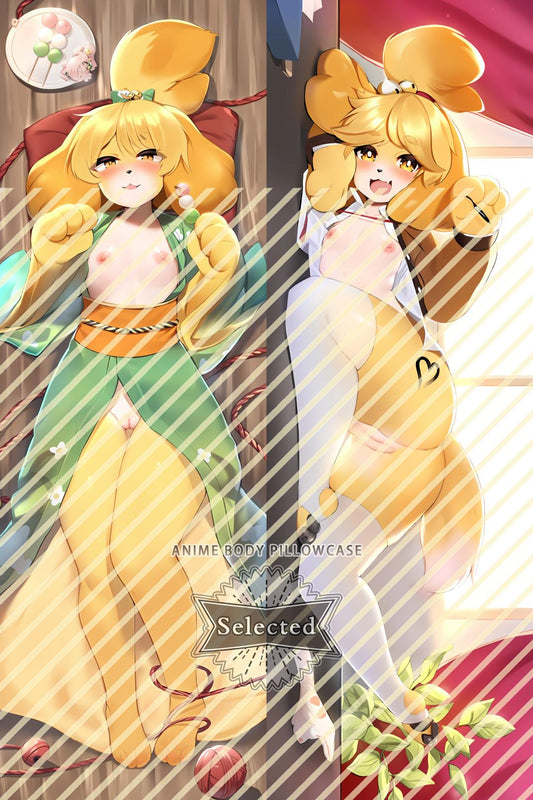 Animal Crossing Isabelle Furry Split legs pillow Custom Dakimakura Body Pillows