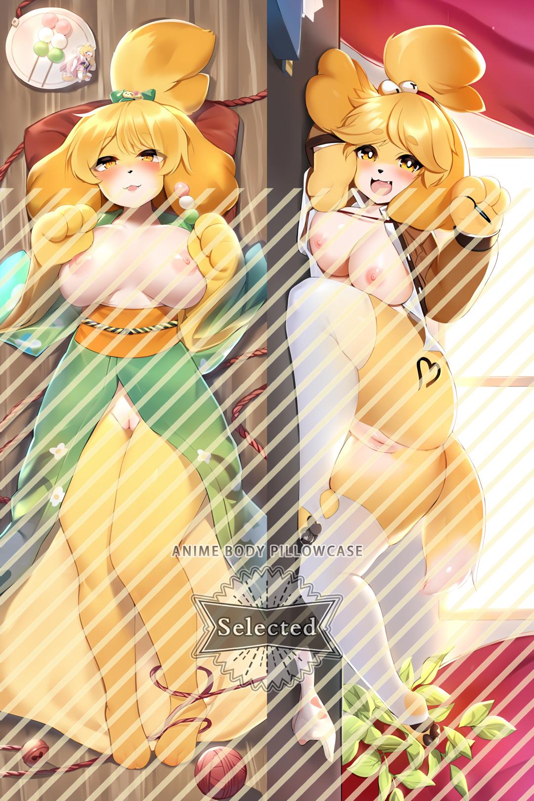 Animal Crossing Isabelle Furry Split legs pillow Custom Dakimakura Body Pillows